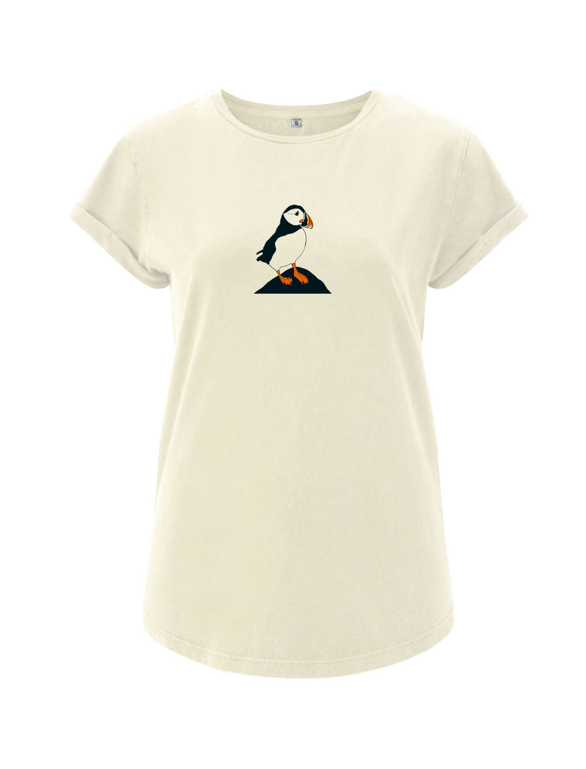 "Papageientaucher" Frauen Fairtrade T-Shirt aus Biobaumwolle mit zweifarbigem Druck